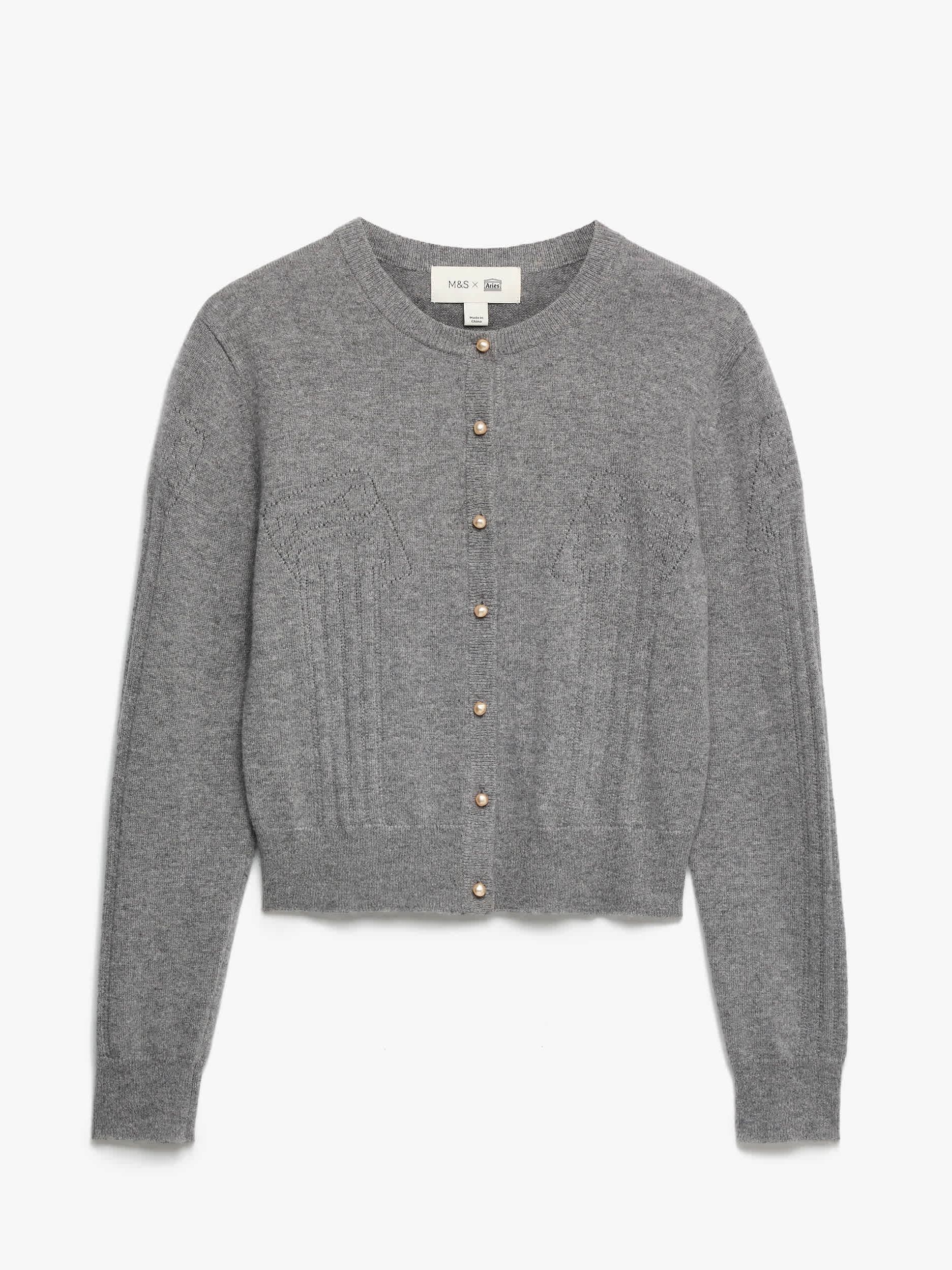 Pure Cashmere Crew Neck Cardigan
