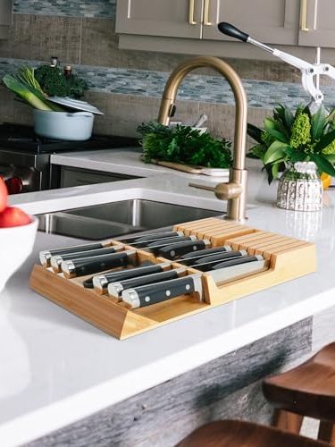 Utoplike Bamboo in Drawer Knife Block for 12 Knives Storage((not Included)