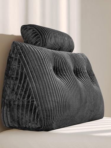 Z-Hom Large Wedge Back Pillows, Headboard Triangular Rest Reading Pillow, Lumbar Support Cushion Waist Backrest, Soft Sofa Daybed Positioning Bolster(grey, 100 Cm)
