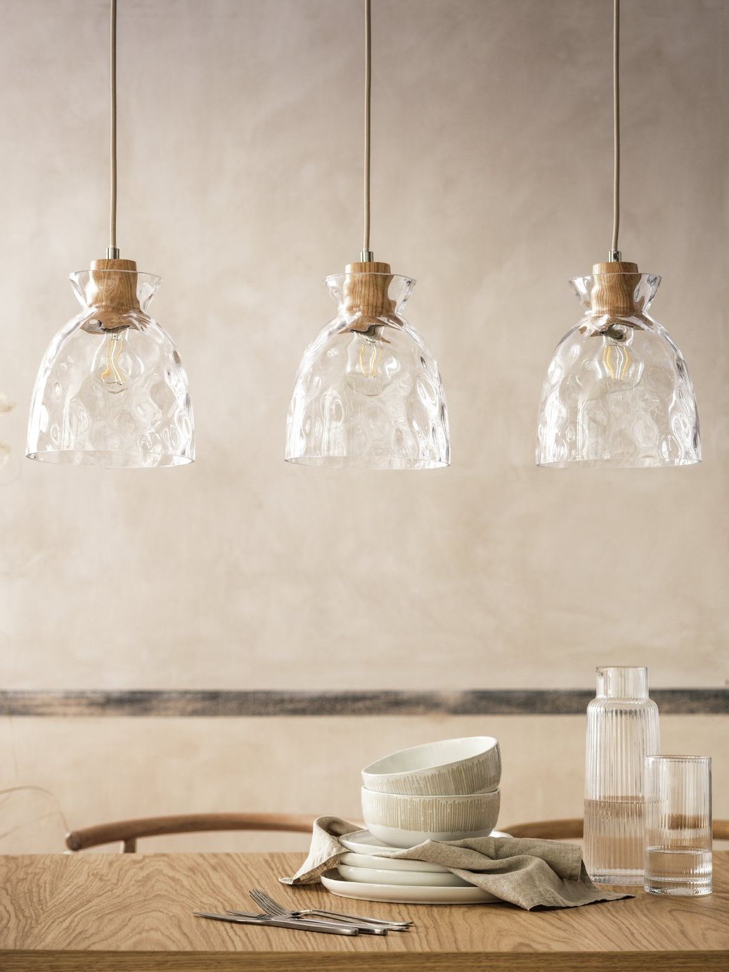 Habitat Vanern Dimple Glass Bar Pendant Light - Clear