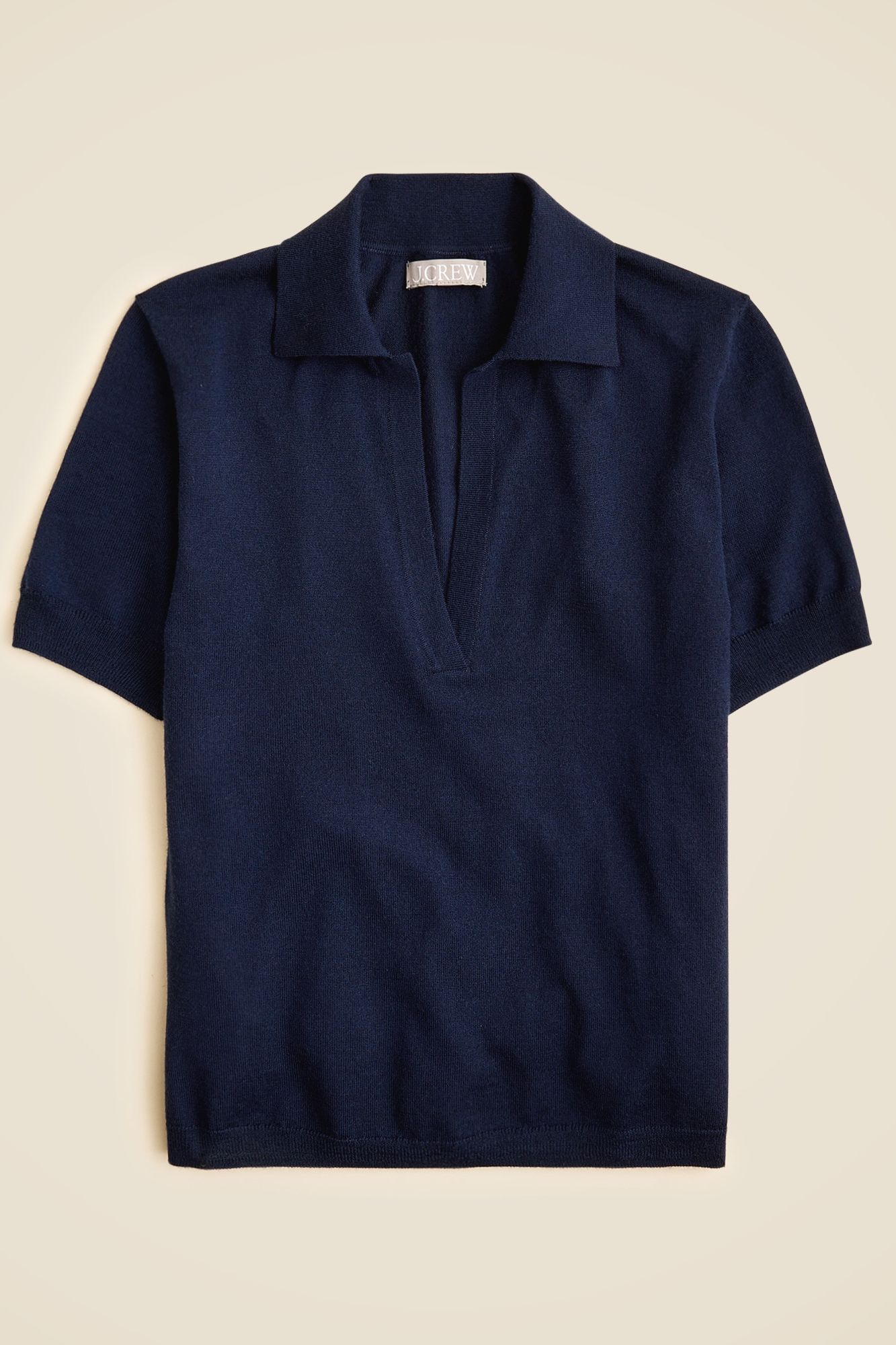 Short-Sleeve Sweater-Polo in Merino Wool