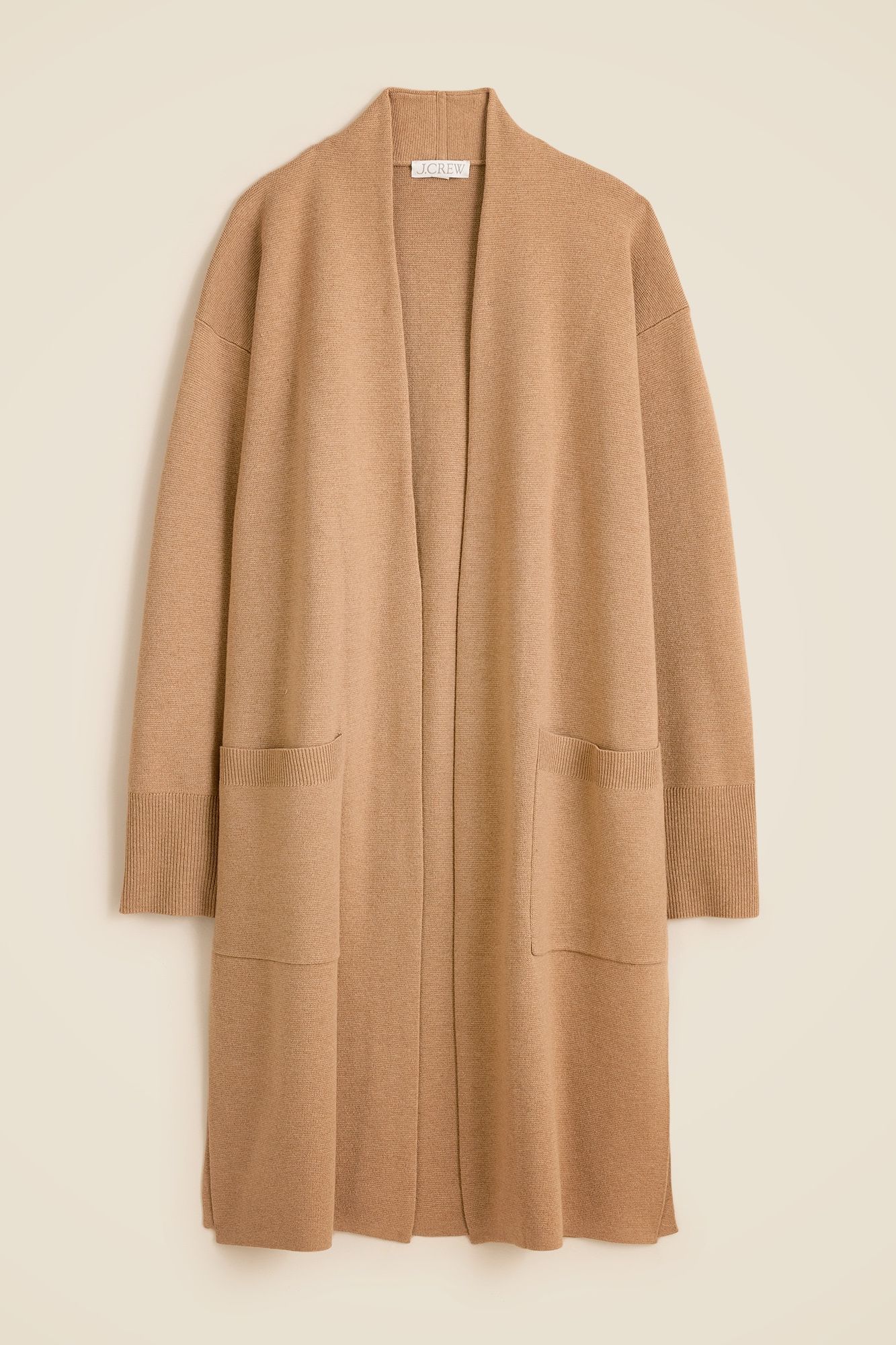 Long Sweater Blazer With Side Slits