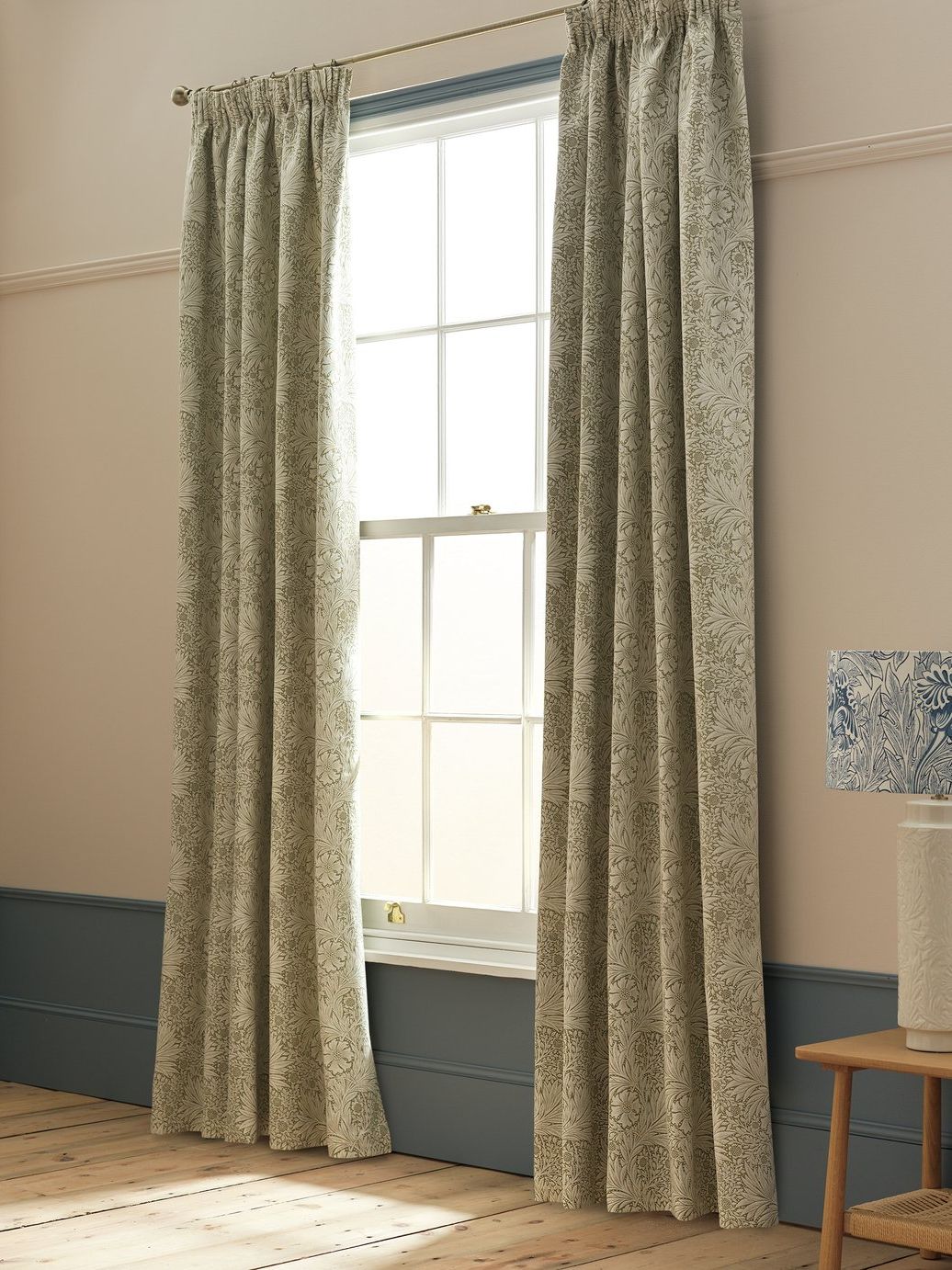 Habitat X Morris &amp;amp; Co. Floral Curtains - Green - 117x137cm