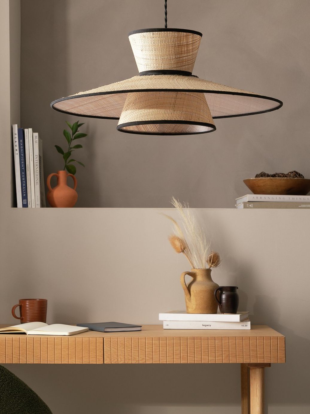 Habitat Otto Natural Raffia 2 Tier Lampshade - 50cm