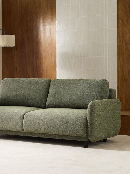 Eric Fabric 3 Seater Sofa Bed - Green