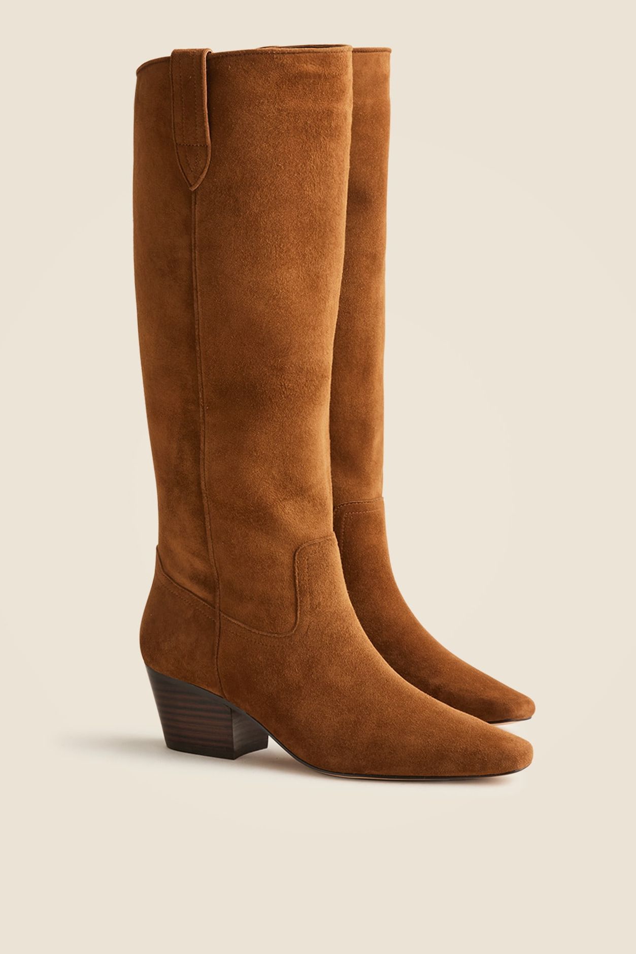New Piper Square-Toe Knee-High Boots in Suede