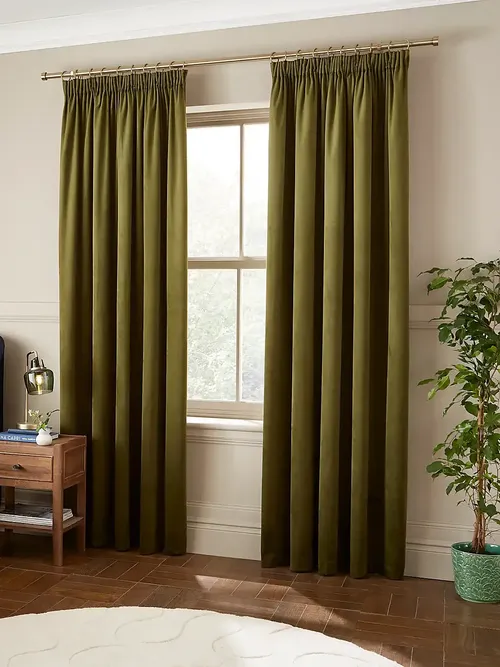 Recycled Velour Pencil Pleat Curtains