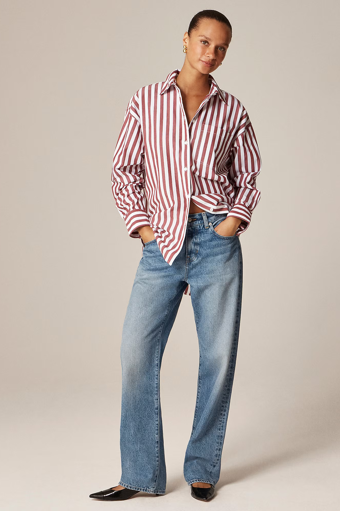 J.Crew, &amp;Eacute;tienne Oversized Shirt in Embellished Lightweight Oxford