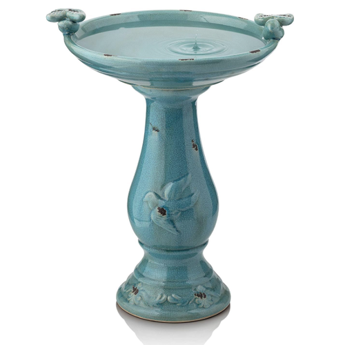 Ceramic Antique Pedestal Bird Bath 