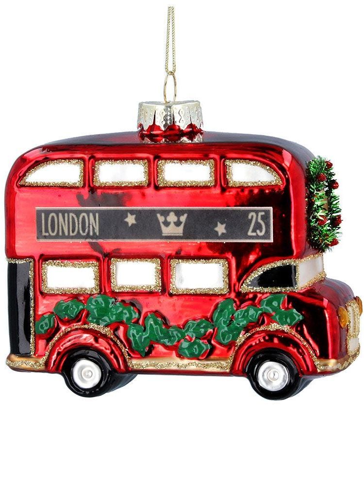 Glass London Bus With Garland Decoration