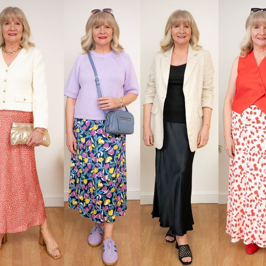 how to dress down a satin skirt 1 Slip Skirt 15 Ways