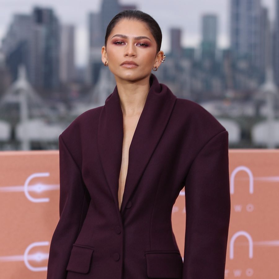 zendaya burgundy dress Zendaya Is Spectacular in a Burgundy Leather Dress