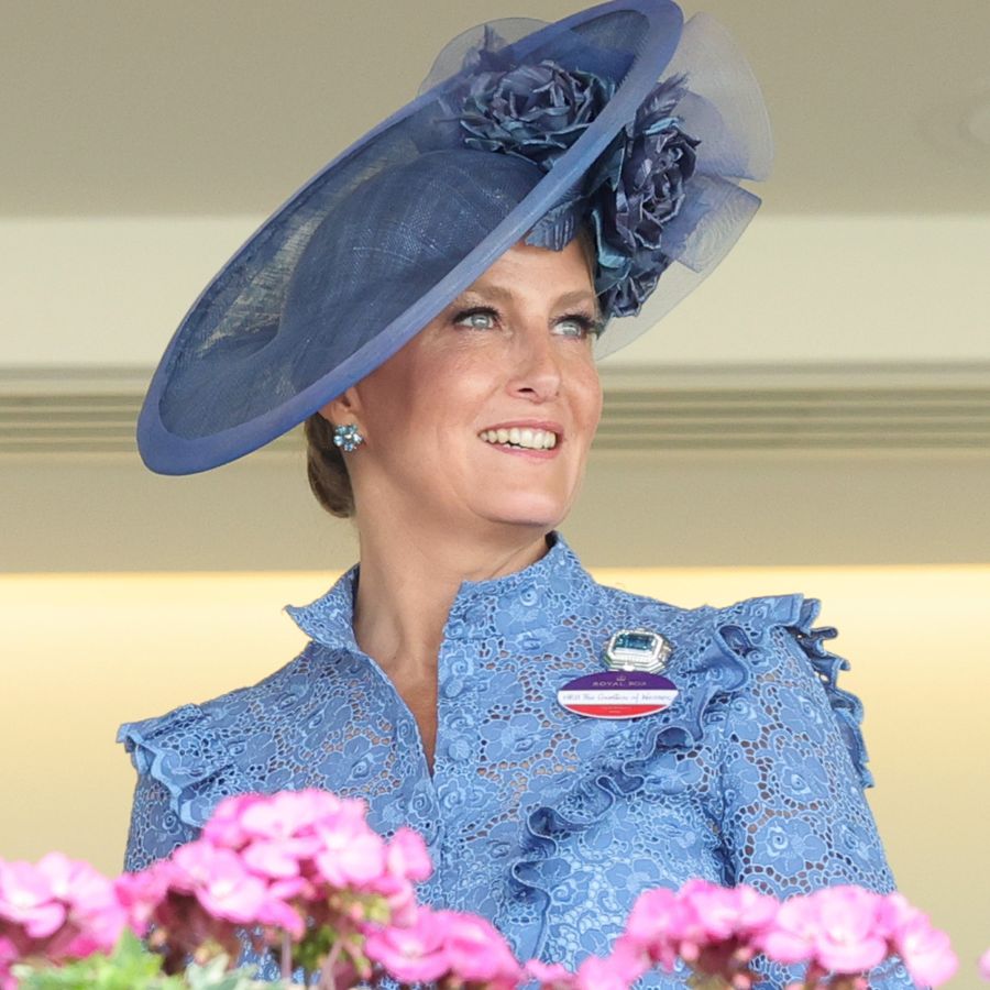 sophie wessex blue dress Sophie, Countess of Wessex, stuns at Ascot with special brooch