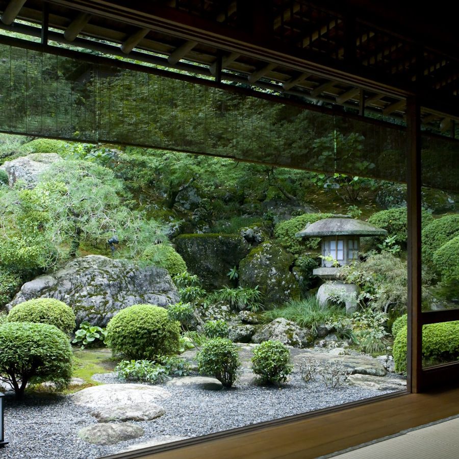 Japanese inspired garden with bamboo and stone features