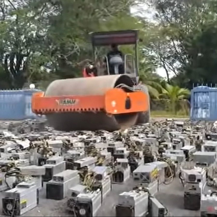 Watch 1,000 illegal bitcoin rigs get smashed into bits – with a steamroller  – by Malaysian police | TechRadar