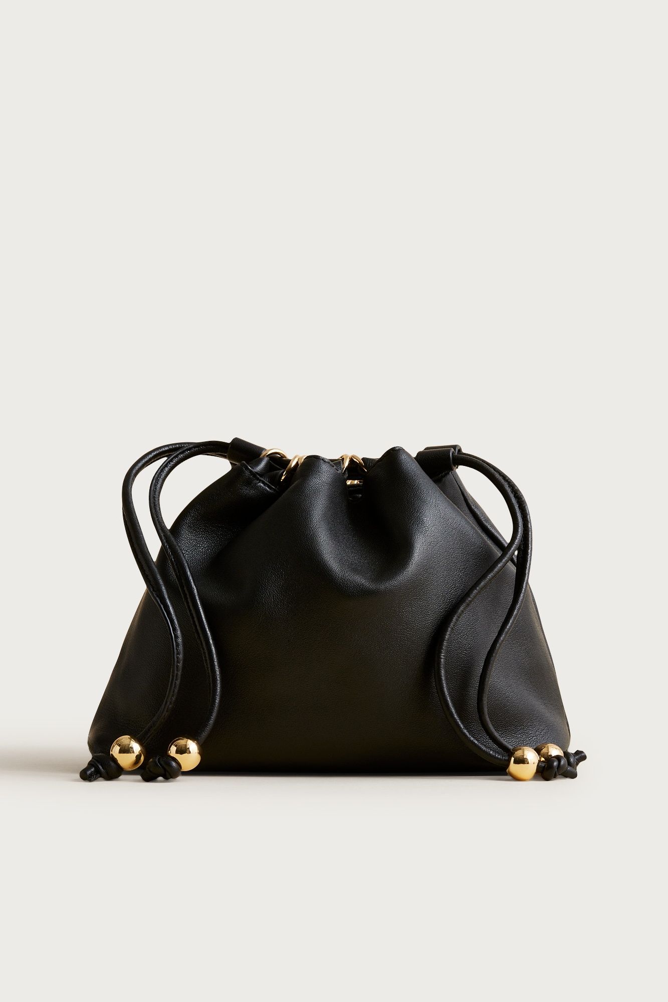 Drawstring Pouch Bag in Leather