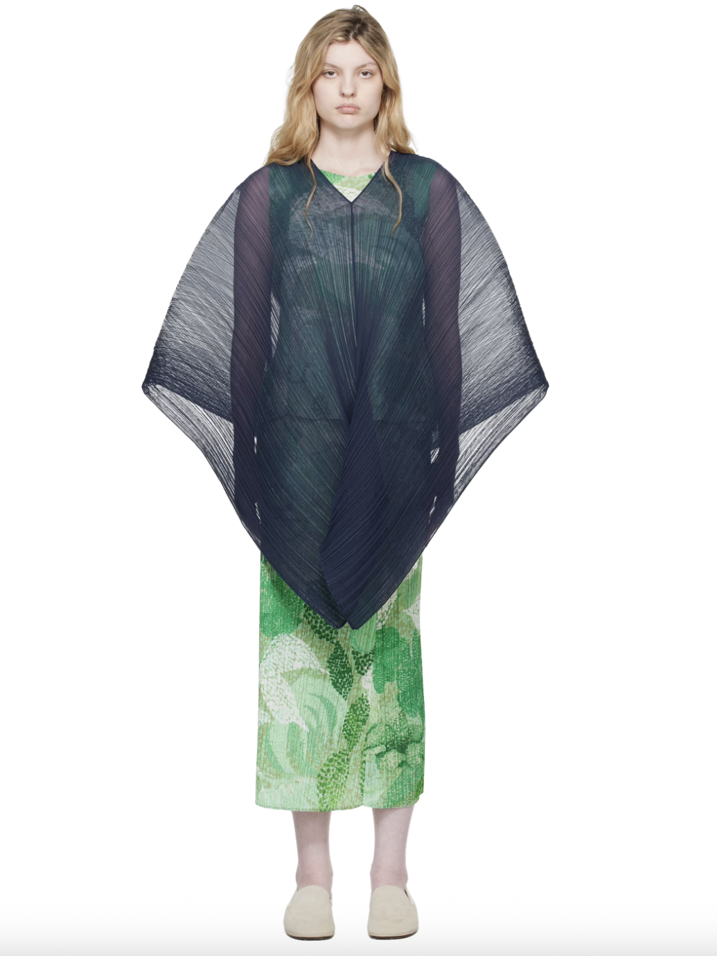 Pleats Please Issey Miyake, Navy Madame-T Scarf