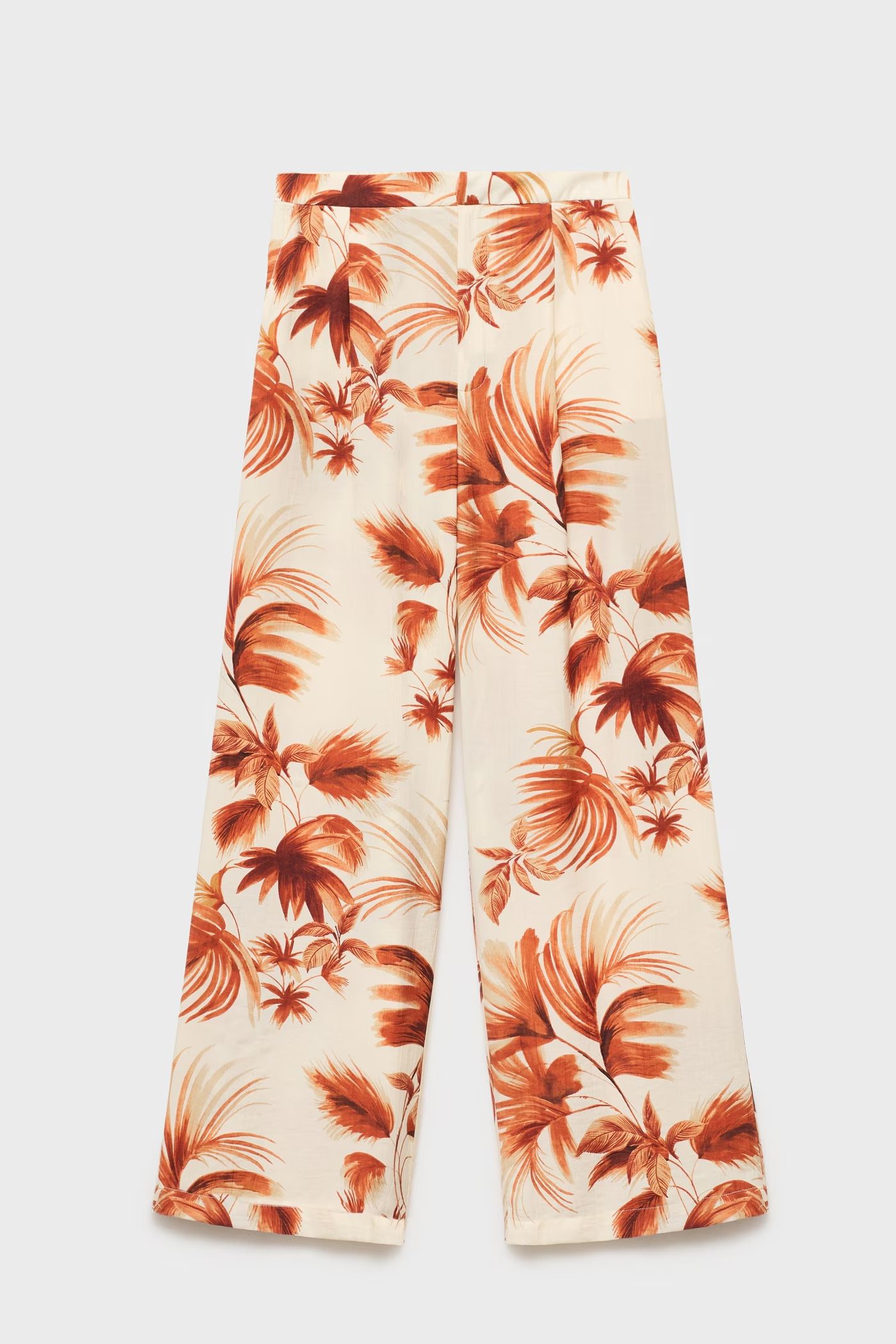 Mango straight-leg pants with palm print