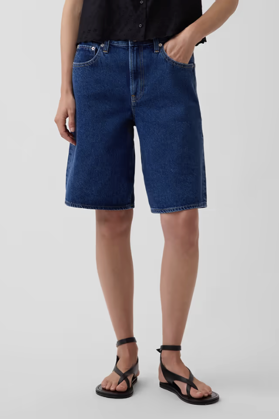 Gap, Mid Rise Longline Denim Shorts