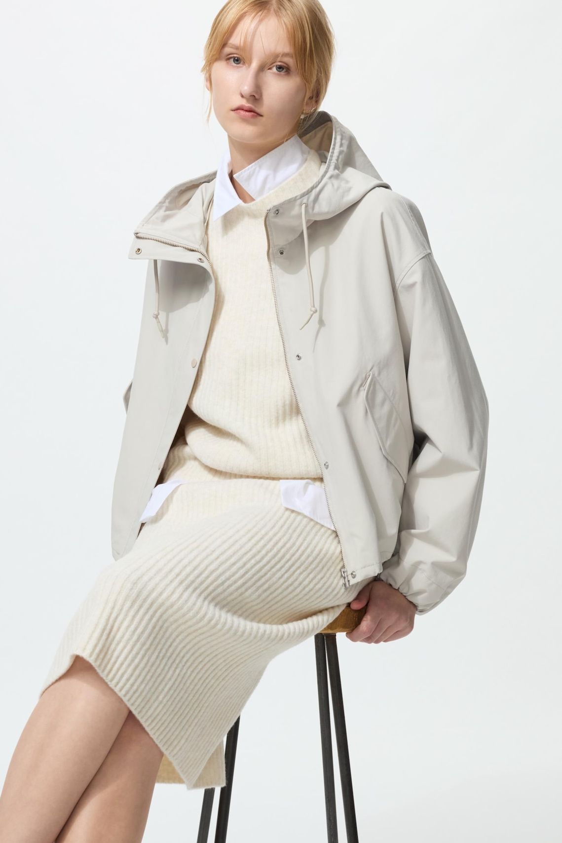 Cotton Blend Short Parka