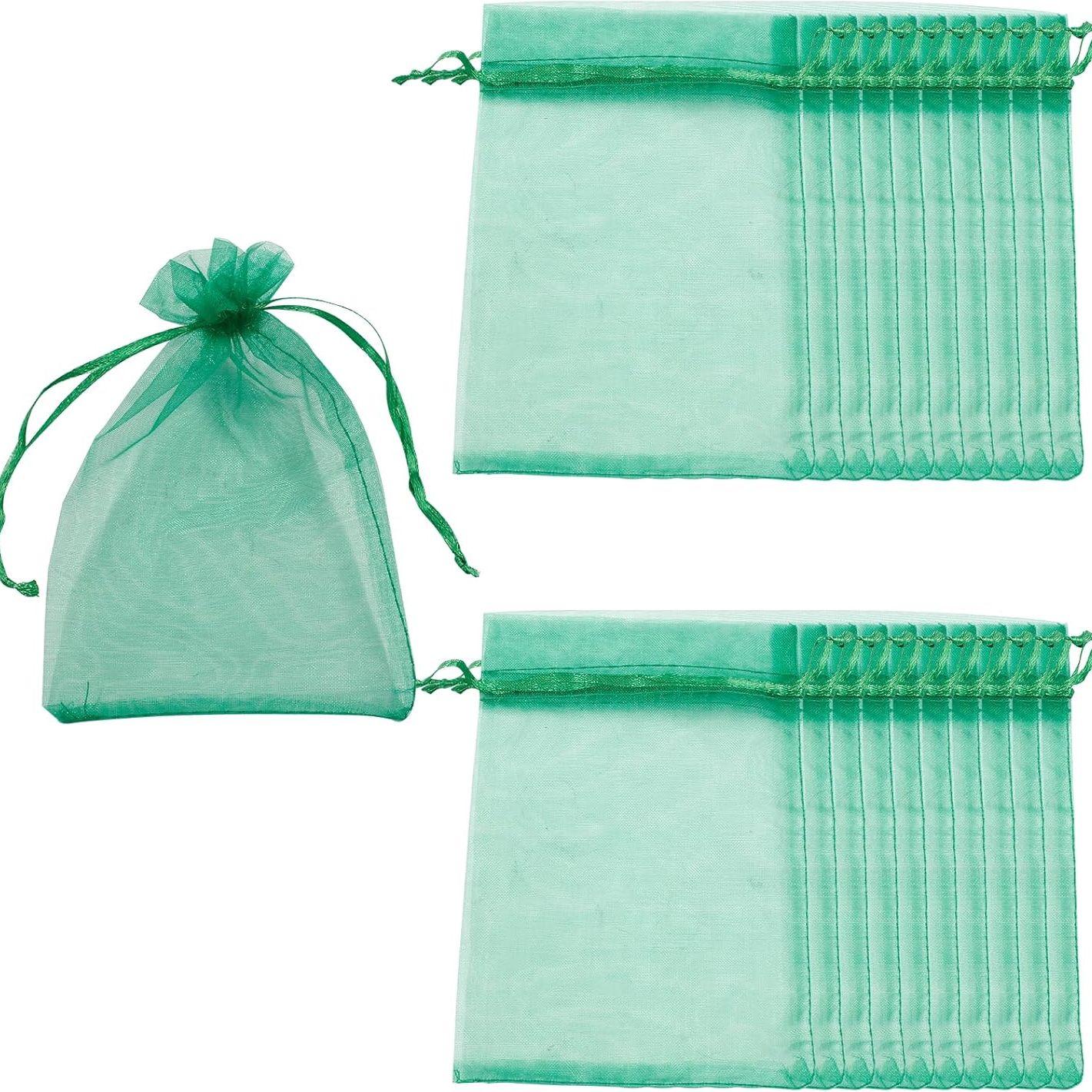 Rierdge 50 Pcs Fruit Protection Bags, 6&quot; X 4&quot; Green Garden Mesh Cover Bag With Bilateral Drawstring for Protecting Flower Fruit Plant Vegetables