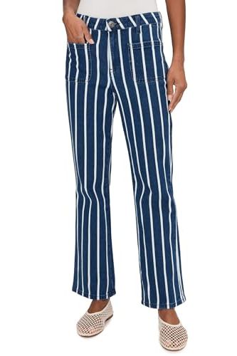Kut From the Kloth Womens Kelsey-High-Rise Ankle Flare With Patch Pocket in Indigo/white Indigo/white 10 28