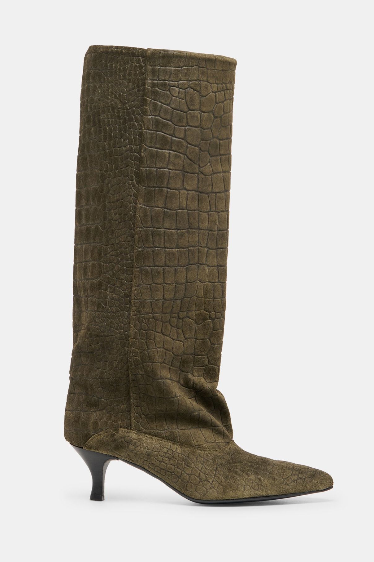 Roxla Boots Olive Croco Embossed Leather