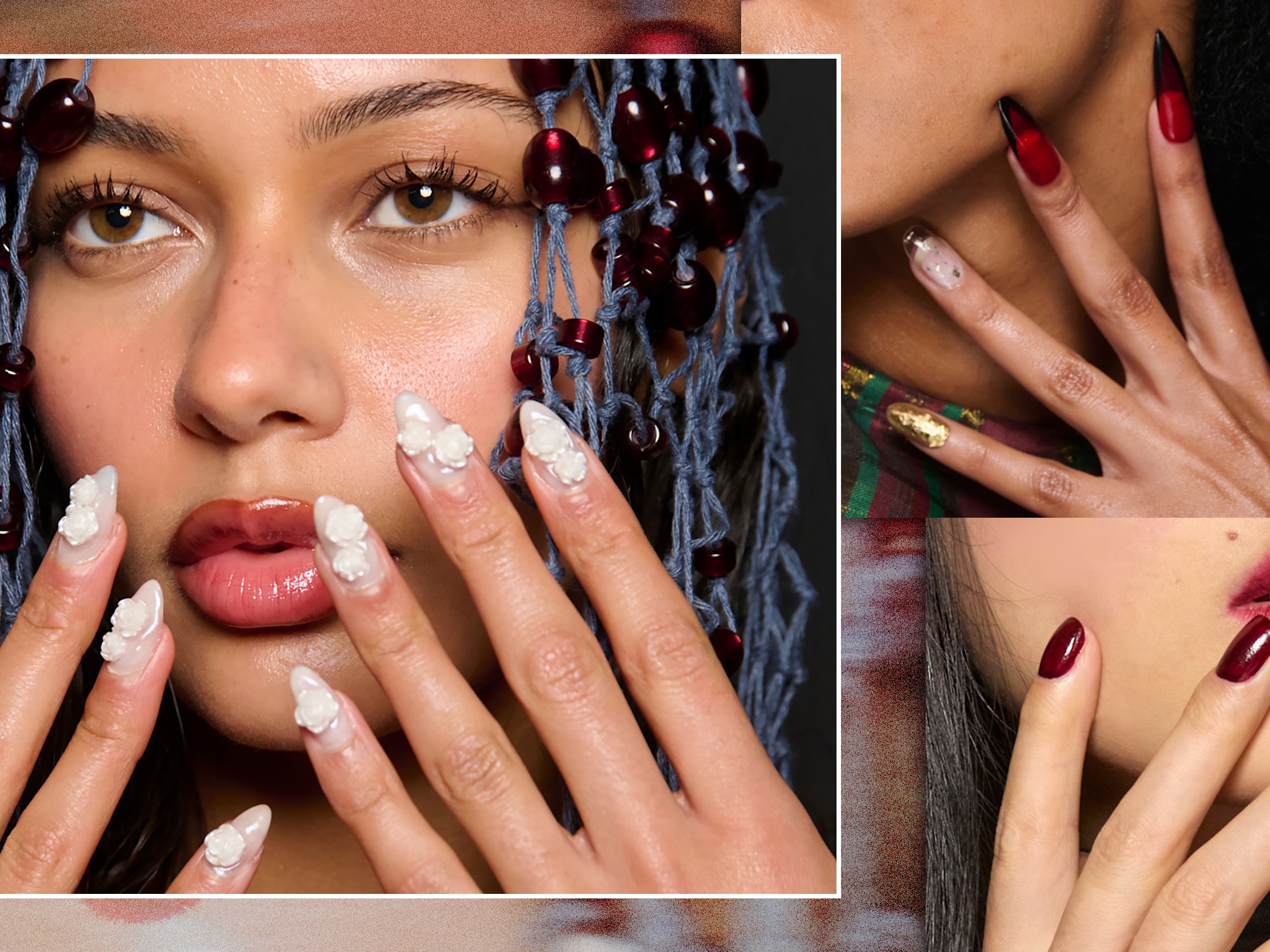 Nails Rouge Gradient Hearts 2025