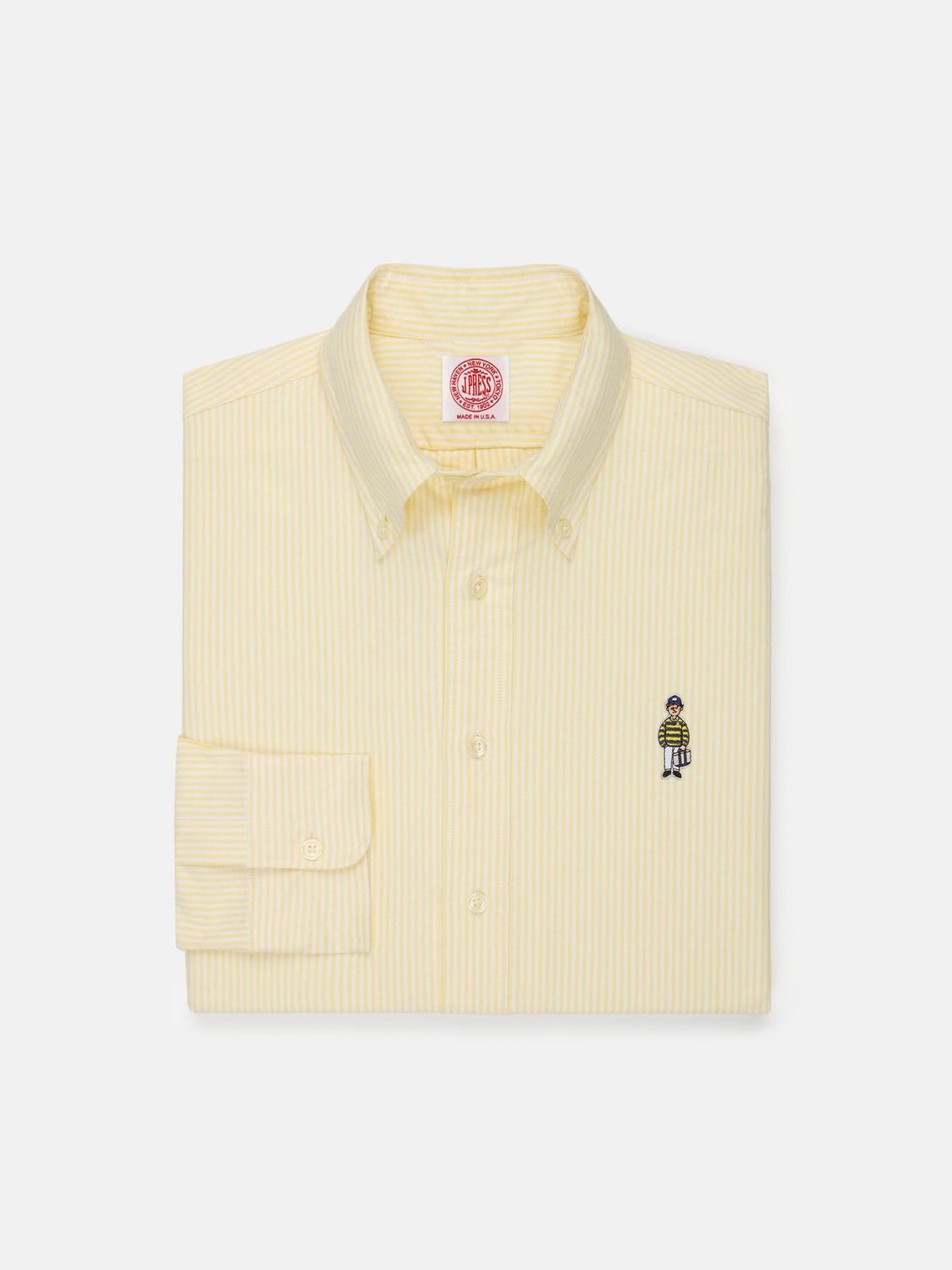Made-In-Usa "ivy Guy" Yellow University Stripe Oxford Cloth Shirt - Classic Fit