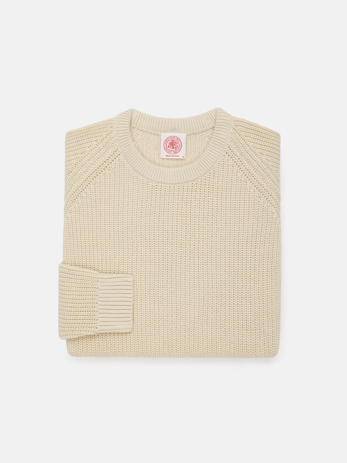 Natural Shaker Knit Cotton Crew Neck Sweater
