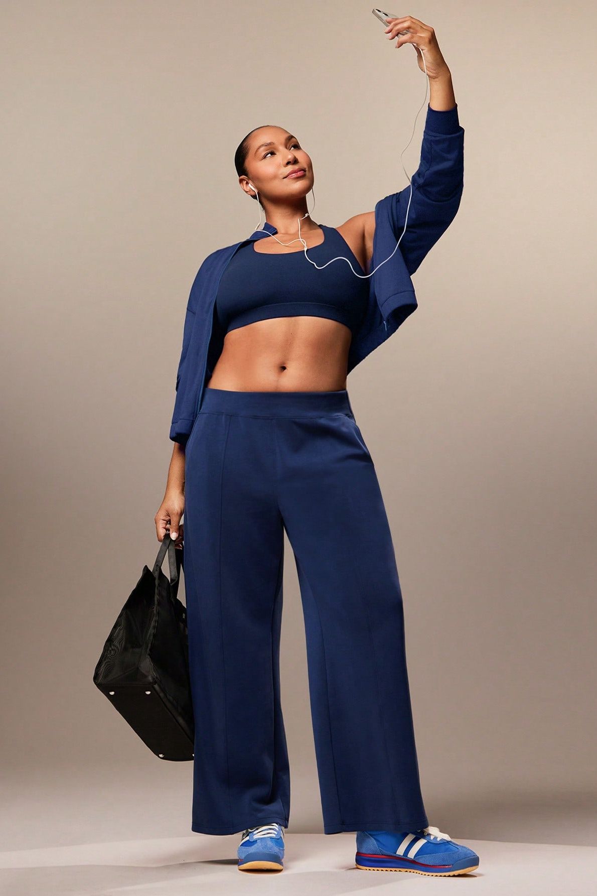 Modal Plus Size Wide Leg Built-In Adjustable Drawstring Waist Pants With Side Pockets Daily Casual