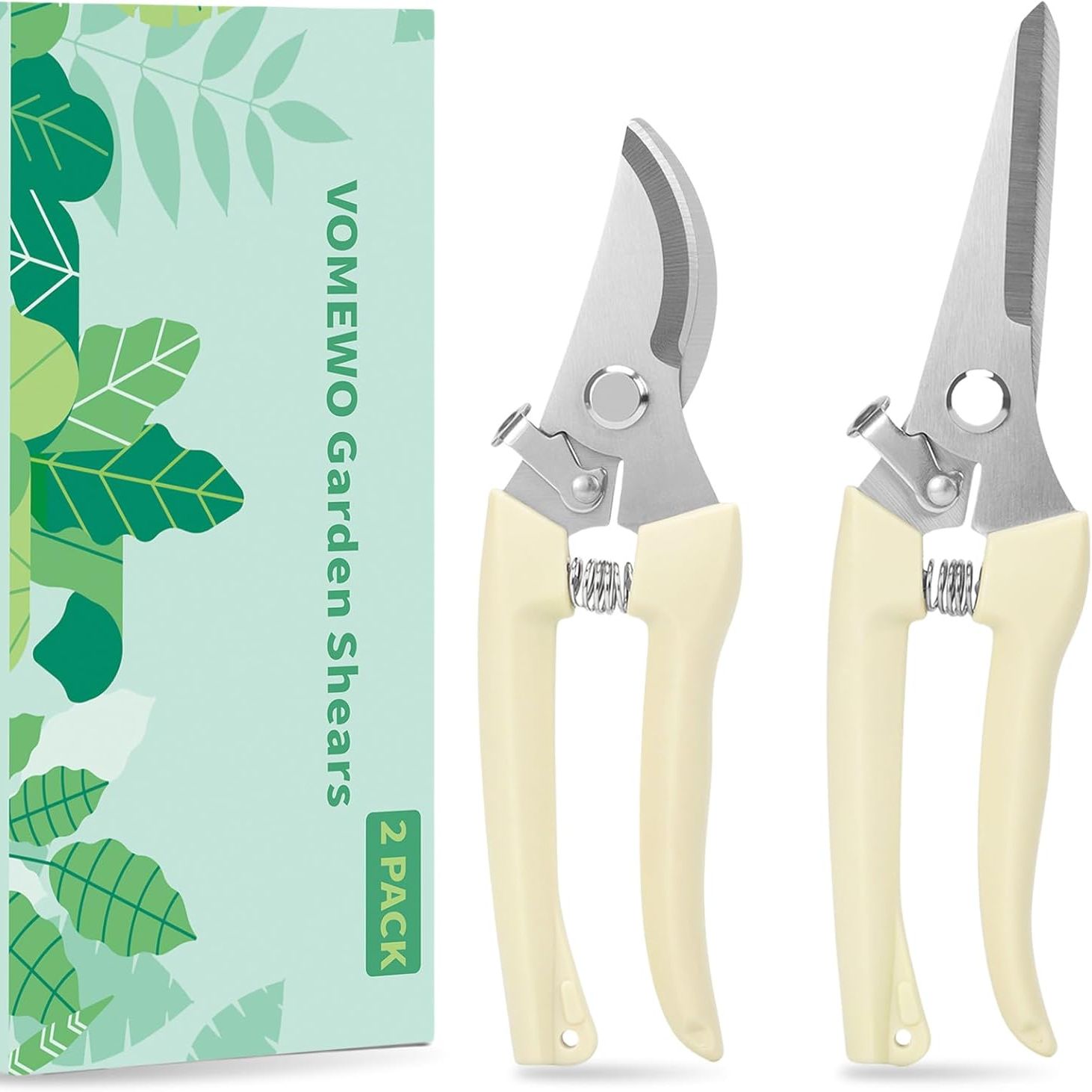 Pruning Shears, 2pack Sharp Handheld Garden Shears, Stainless Steel Gardening Scissors With Straight &amp;amp; Bypass Blade, Garden Clippers for Flowers, Plants, Fruit Trees - Gardening Gifts for Women &amp;amp; Men