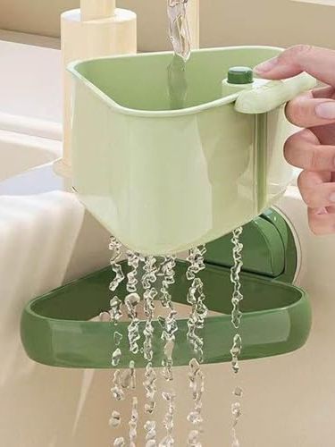 Sink Strainer Basket, Hanging Kitchen Sink Strainer Basket With Press Dumping &amp;amp; Self-Cleaning Design, Corner Sink Trash Catcher for Food Waste, Sink Protectors for Kitchen Sink (triangle - Green)
