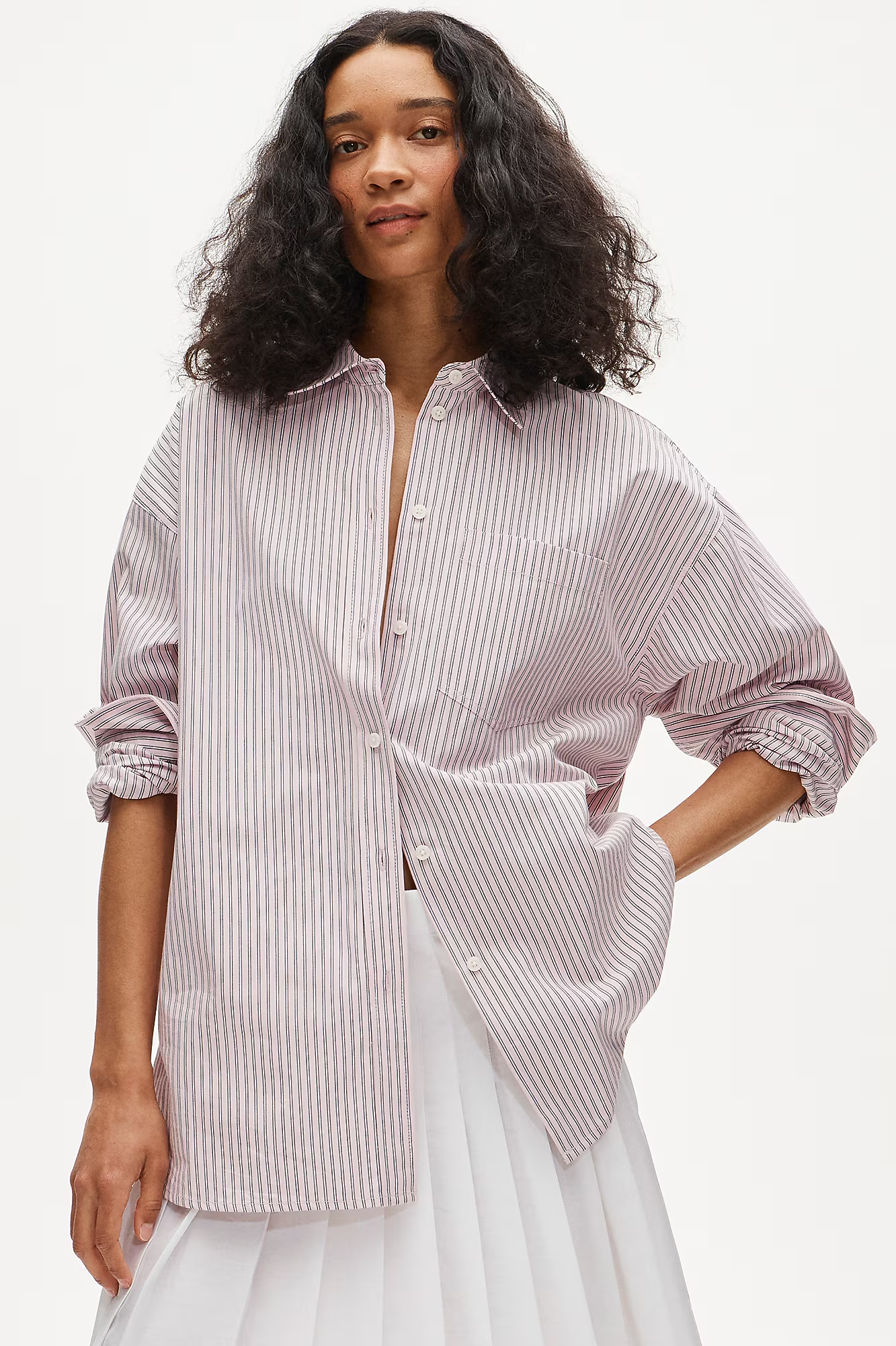 J.Crew, &amp;Eacute;tienne Oversized Shirt in Striped Cotton Poplin