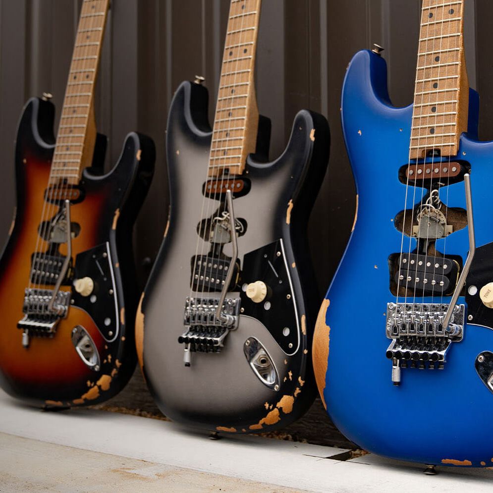 EVH drops ltd-ed blue, silver & sunburst Frankenstein Relic