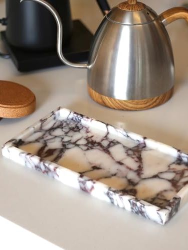 Futurestone 100% Natural Luxury Calaccata Viola Marble Small Hand Towel Tray Holder Organizer, Makeup Bathroom Holder