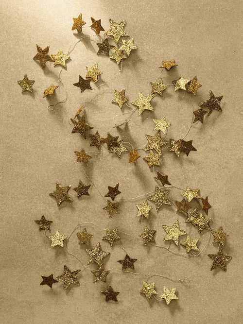 72" Gold Glitter Paper Star Garland