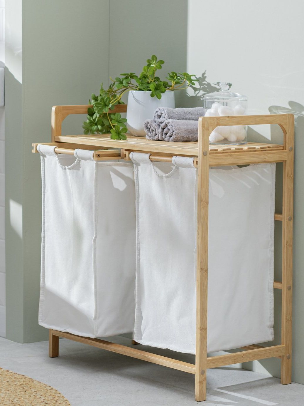 Habitat 38 Litre Bamboo Pull-Out Laundry Hamper - White