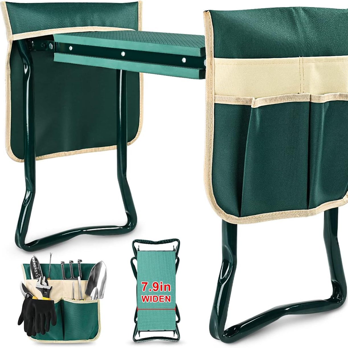 Kvr Upgraded Garden Kneeler and Seat With Thicken &amp;amp; Widen Soft Kneeling Pad,heavy Duty Foldable Gardener Stool With 2 Tool Pouches,gardening Gifts for Women Mom Men Seniors&amp;iexcl;&amp;shy;&amp;hellip;