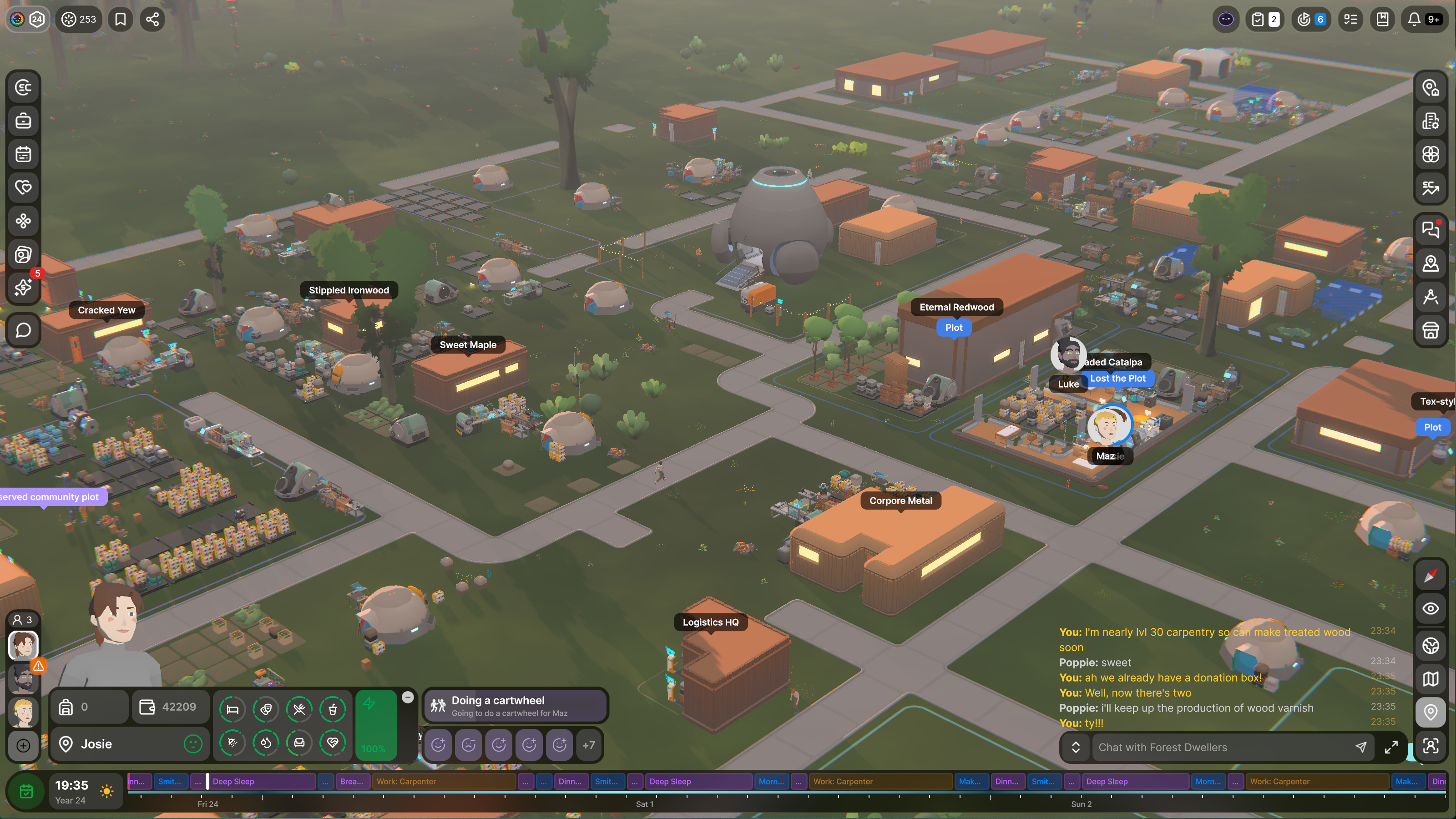 Screenshots from the game Seed showing the Forest Dweller society