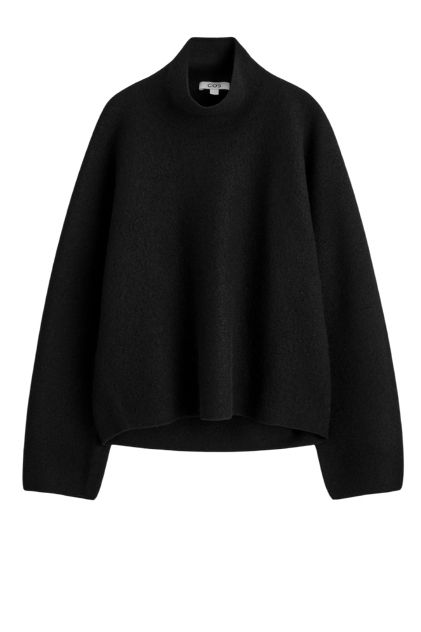 COS, Boiled-Wool Funnel-Neck Sweater