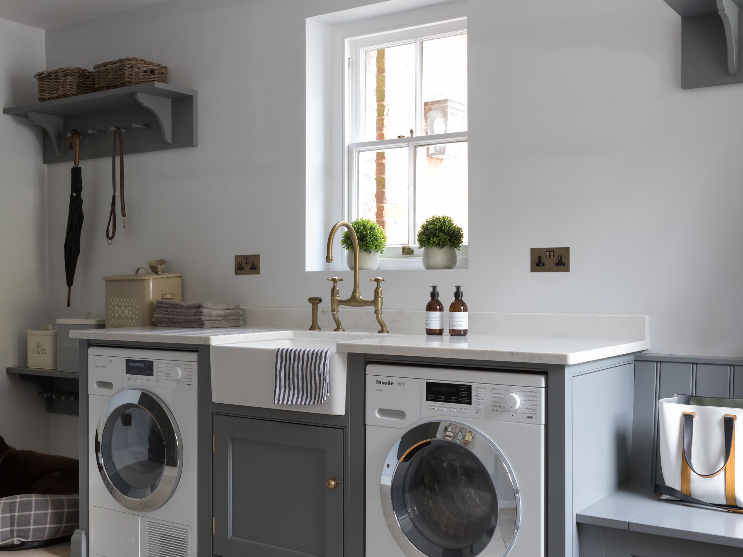 Narrow Mudroom Laundry Room Design