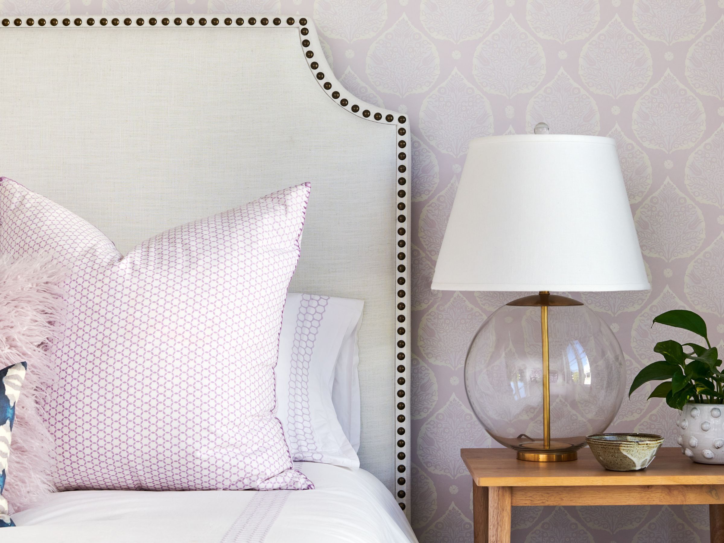 Glamorous Gray and White Bedroom with a Pop of Color – Alicia Wood Lifestyle, image size:2400x1800