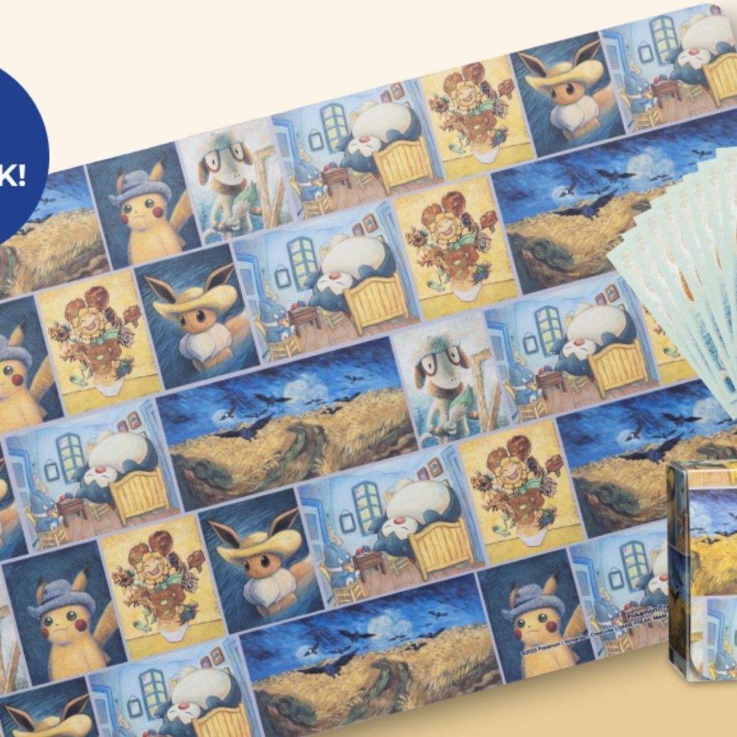 van gogh pokemon cards set Pokémon Center Van Gogh Museum 6-Card Sleeve Set Pikachu Gray Felt Hat –  AARC Hobbies main image 0