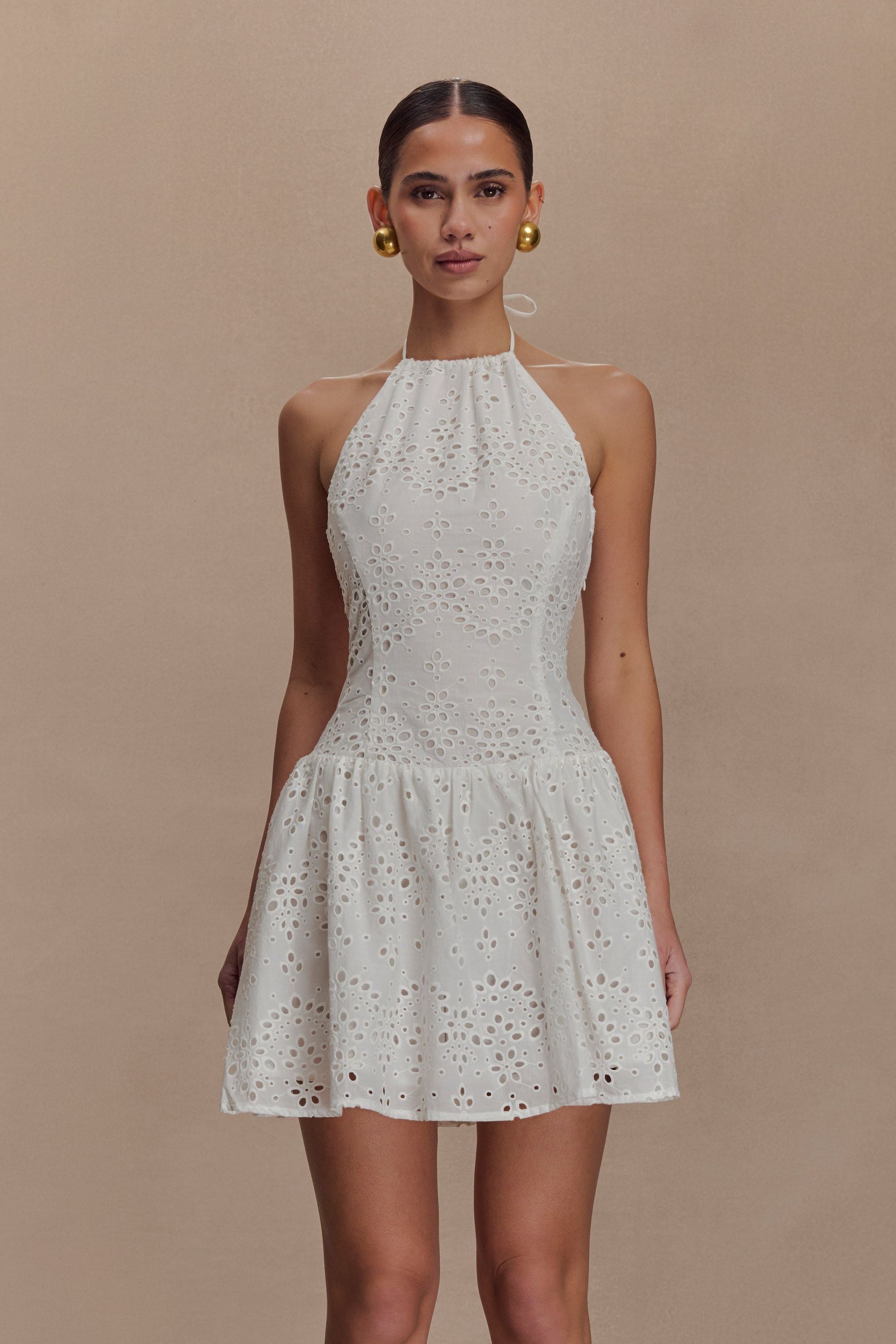 Carlina Broderie Mini Dress - White