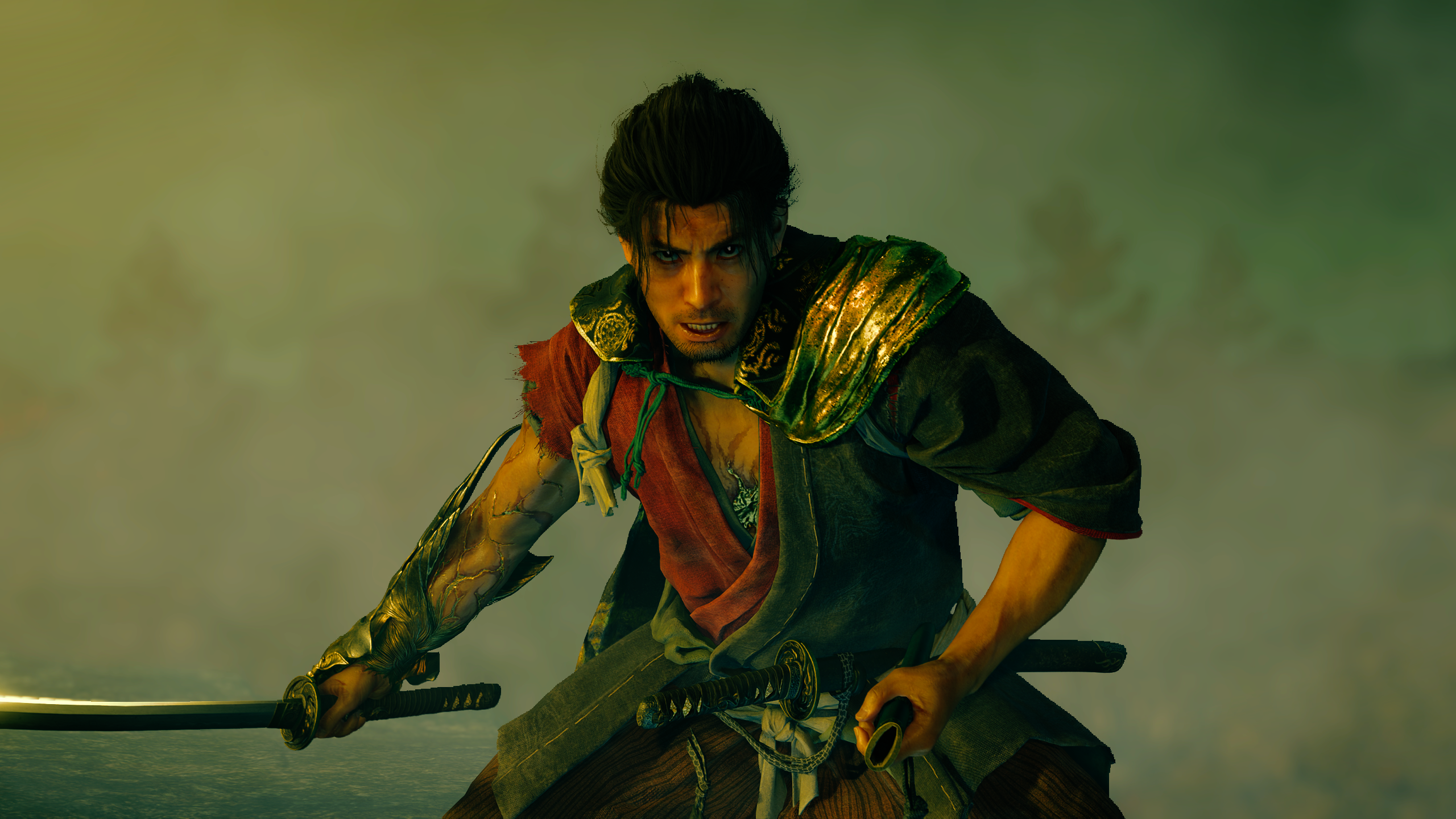 Miyamoto Musashi wielding katana in Onimusha: Way of the Sword