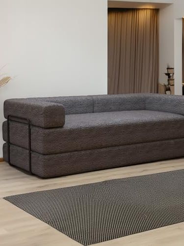 Sliding Wardrobe 4u No Assembly Required Smart 3-Seater Sofa Bed With 4 Metal Stands &amp;ndash; Convertible Design, Available in Grey, Black &amp;amp; Camel Brown (grey)