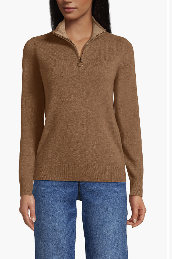Lands&#039; End, Cashmere Quarter Zip Sweater (Was $230)