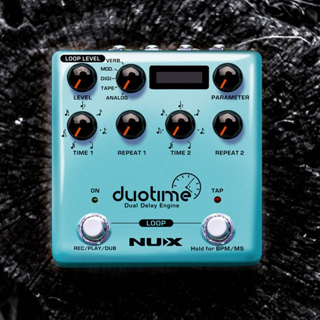 NUX unveils Duotime Dual Delay Engine stereo delay pedal