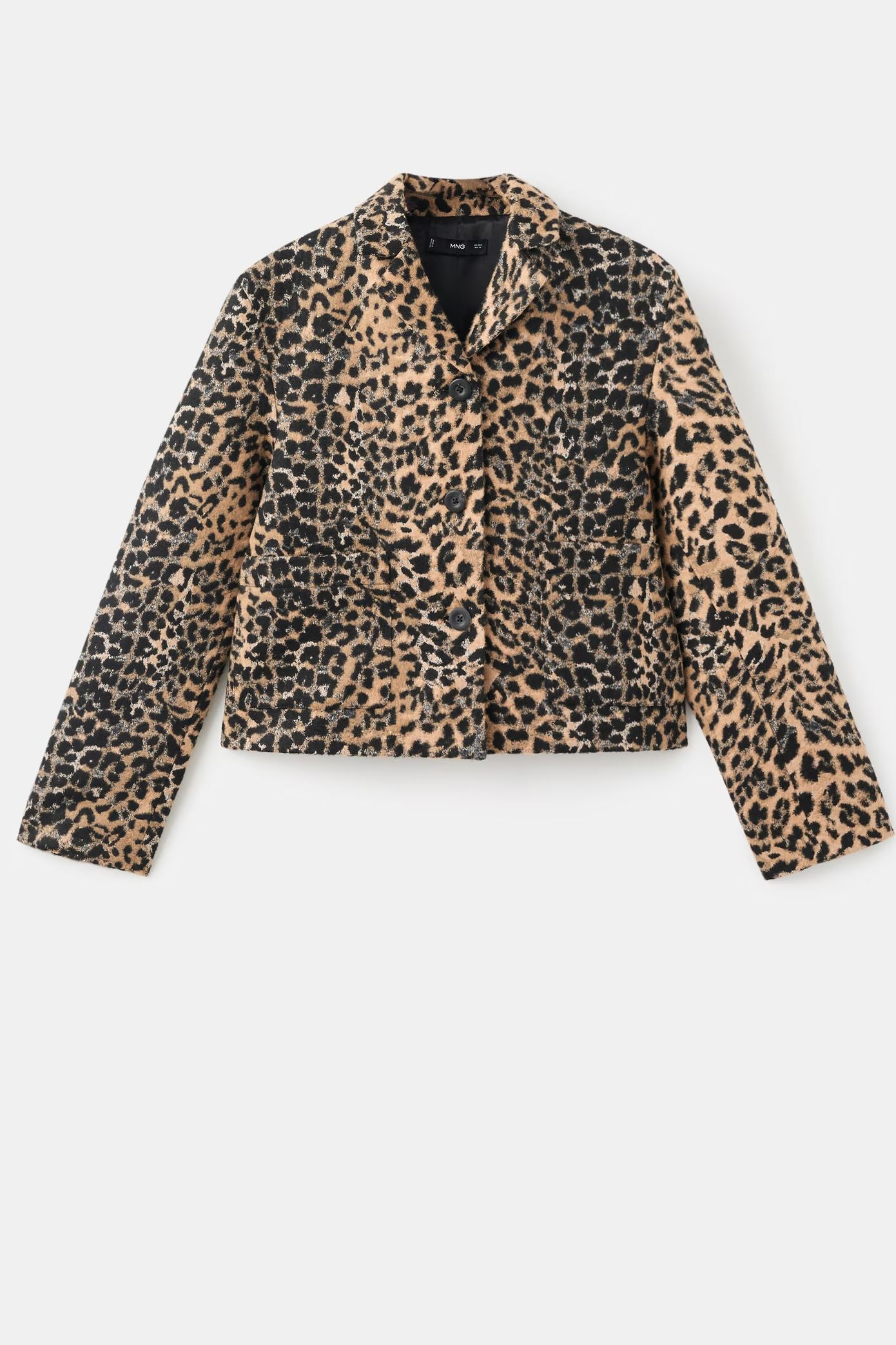 Mango Leopard-Print Jacket with Buttons